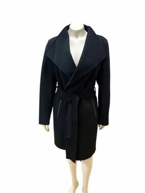 Mackage Laila Wool Black Coat Waterfall Collar Small